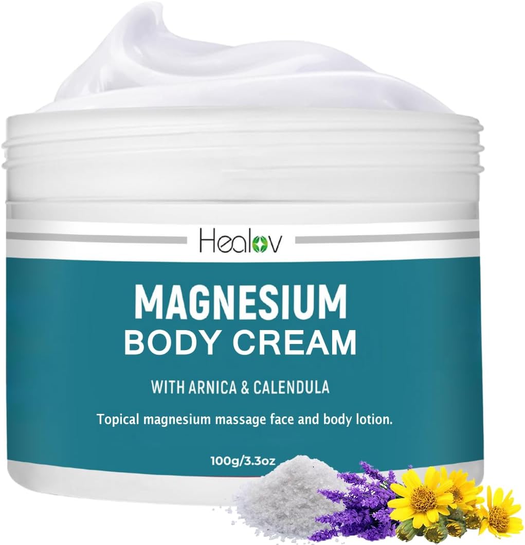 Magnesium Lotion – Pure Soothing Magnesium Cream For Relaxation, Better Sleep, Muscle Health, Leg & Joint Care – Topical Magnesium Lavender Butter For Sleep Aid – Non-Greasy, Safe, Easy To Use