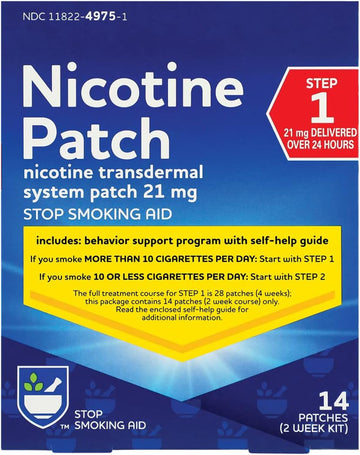 Rite Aid Nicotine Patches - Step 1 | 21 Mg - 14 Count | Quit Smoking Patches | Smoking Aid To Help Quit Smoking | Nicotine Transdermal System Patch