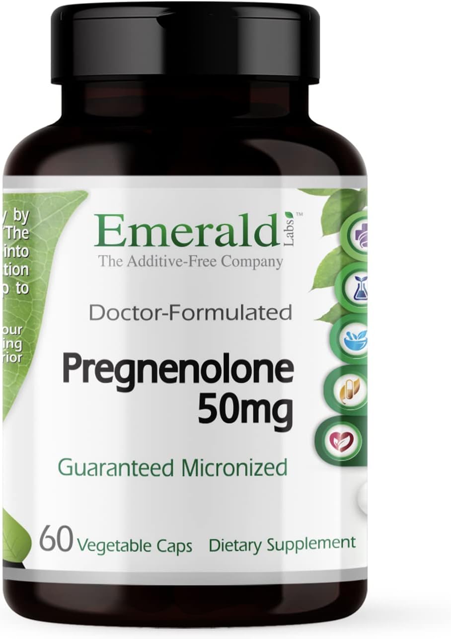 Emerald Labs Pregnenolone 50Mg - Premium Wellness Supplement To Help Brain Health, Immune Support & Hormonal Balance - Gluten-Free - 60 Vegetable Capsules (30-Day Supply)