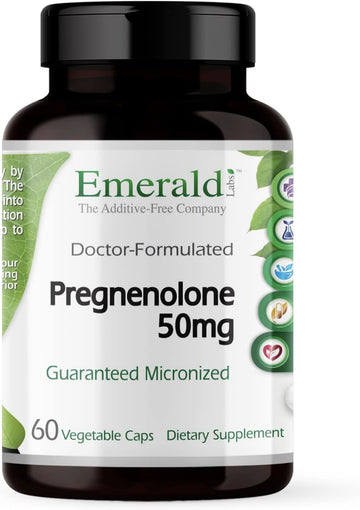 EMERALD LABS Pregnenolone 50mg - Premium Wellness Supplement to Help Brain Health, Immune Support & Hormonal Balance - Gluten-Free - 60 Vegetable Capsules (30-Day Supply)