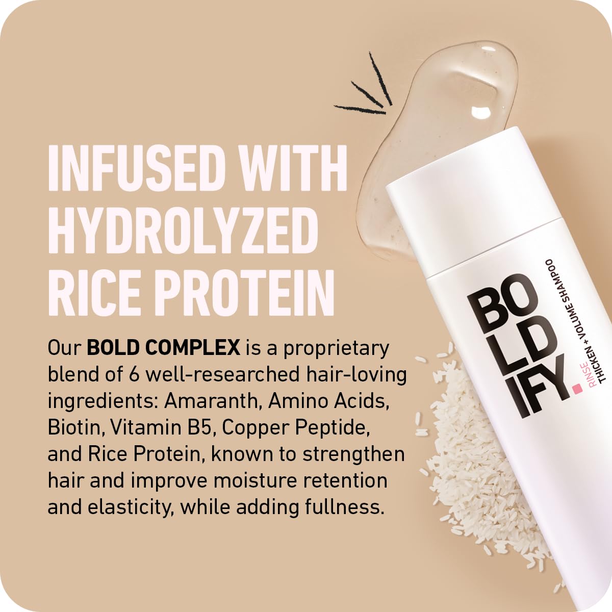 Boldify Thickening Shampoo - Rice Water For Thinning And Oily Hair - Volumizing Shampoo For Fine Hair, Weightlessly Removes Excess Oil - 8Oz : Beauty & Personal Care