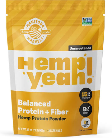 Manitoba Harvest Hemp Yeah! Balanced Protein + Fiber Powder, Unsweetened, Keto Friendly, Preservative Free, Non Gmo, 32 Ounce (Pack Of 1), Packaging May Vary