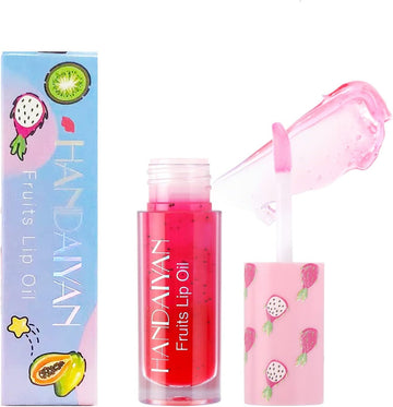 Fruit Lip Oil Jelly Moisturizing Lip Plumping Glass Makeup Sexy Lip Gloss Lip Tinted Lip Care Moisturizing Clear Cute Lip Gloss Dead Skin Removal Fade Lip Lines Liquid Lip Balm (Kiwi)