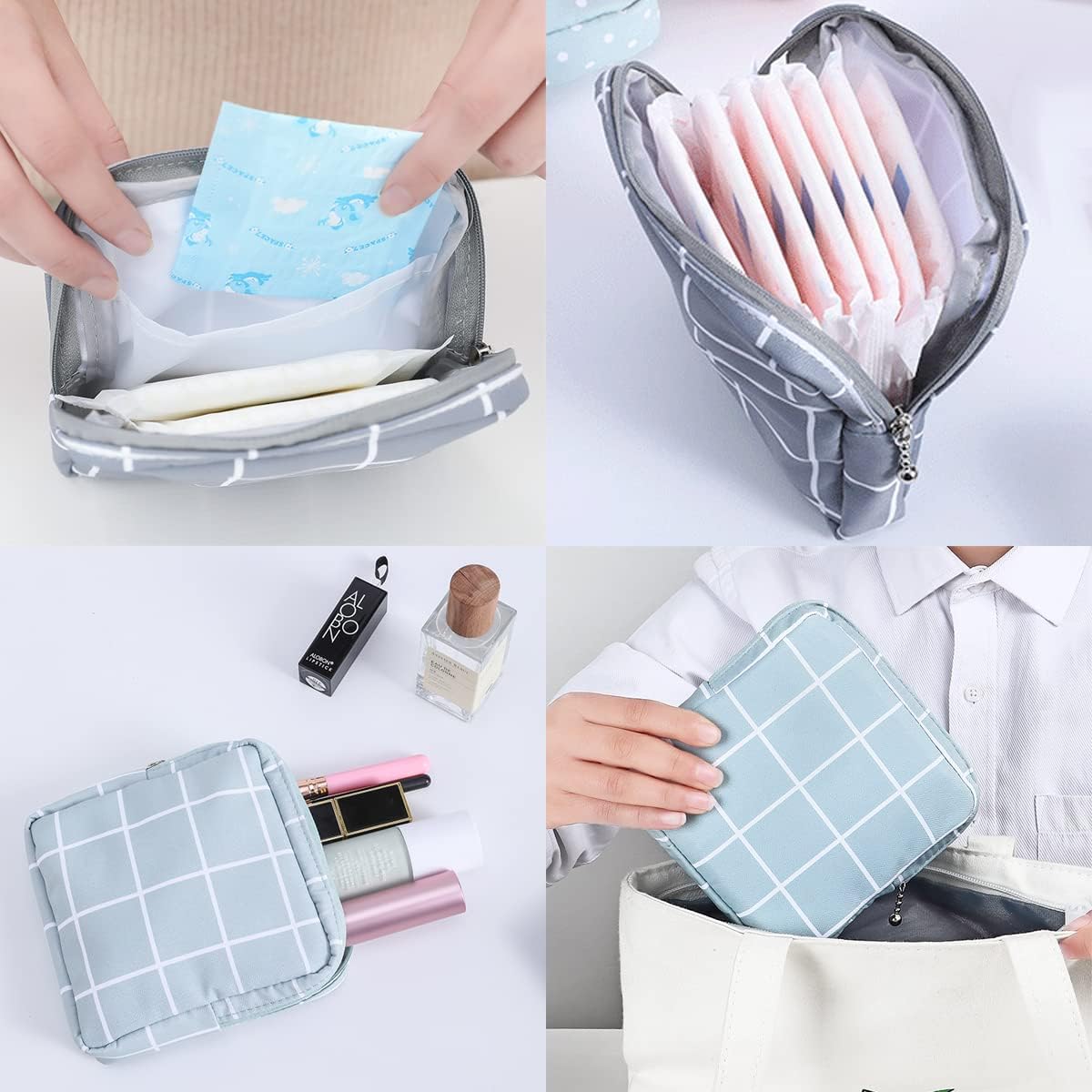 DOSEWART Sanitary Napkin Storage Bag, 4Pcs Zipper Menstrual Pad Bag Portable Sanitary Napkin Storage Tampons Holder for Purse First Period Kit for Teen Girls Store Sanitary Pads for Women : Everything Else