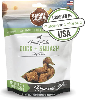Smart Cookie All Natural Dog Treats - Duck & Squash - Training Treats For Dogs With Allergies Or Sensitive Stomachs - Soft Dog Treats, Grain Free Dog Treats, Chewy, Human-Grade, Made In Usa - 5Oz Bag