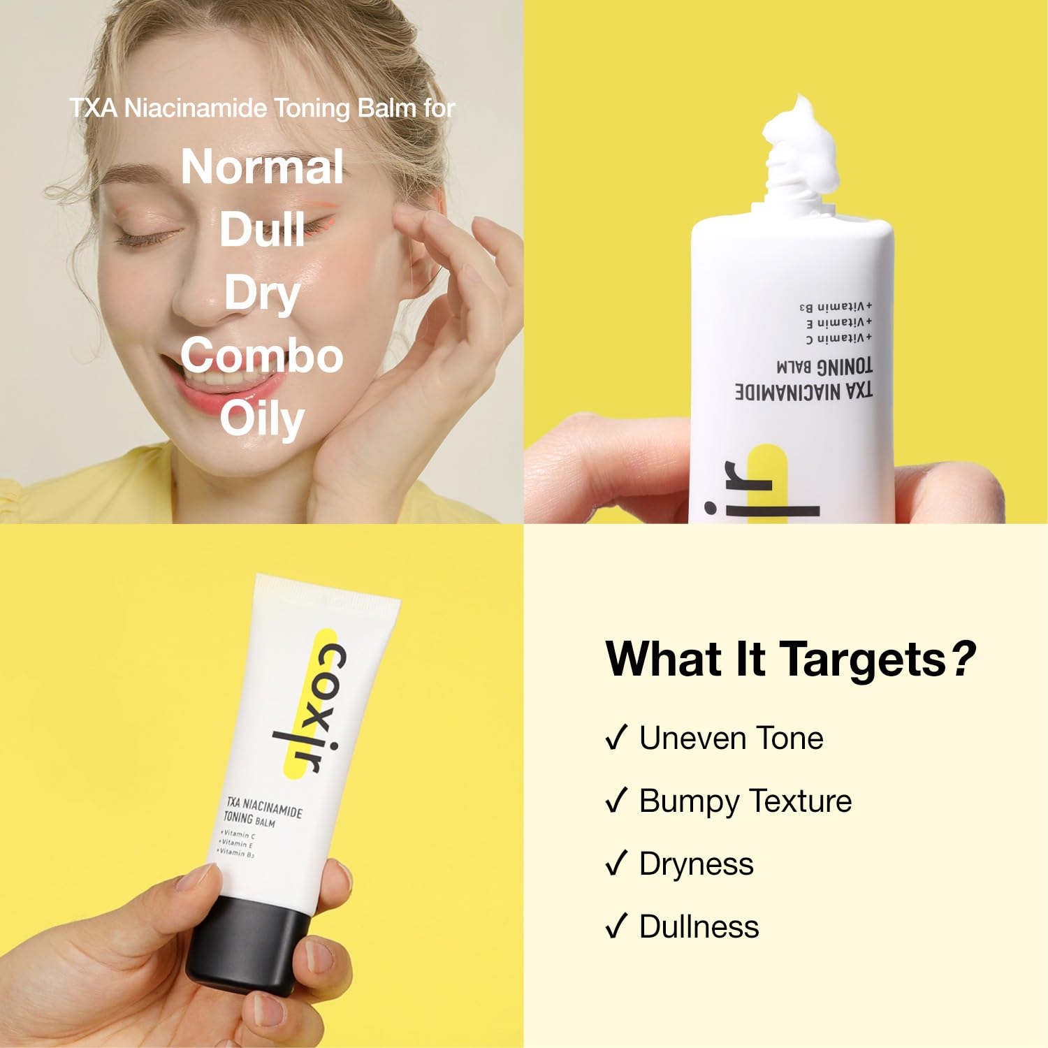 Coxir Txa Niacinamide Toning Balm | Tranexamic Acid, Vitamin C | Even Skin Tone, Hydrating, Moisturizer, Korean Skin Care,Toning Cream,Perfect Toning Cream For Summer[40Ml/1.35 Fl.Oz] : Beauty & Personal Care