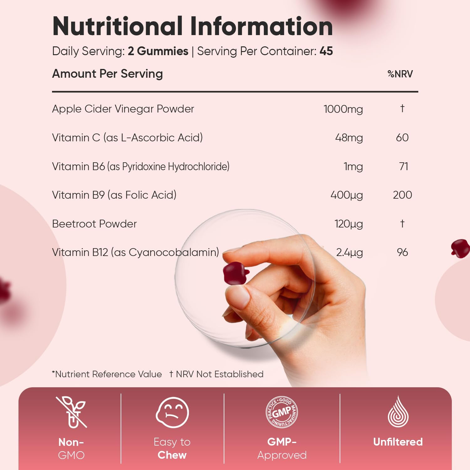 Apple Cider Vinegar Gummies 1000mg - 90 ACV Gummies - with ''The Mother'', Vitamin C, B12, B6, B9 & Beetroot Powder - Vegan & Unfiltered : Amazon.co.uk: Health & Personal Care
