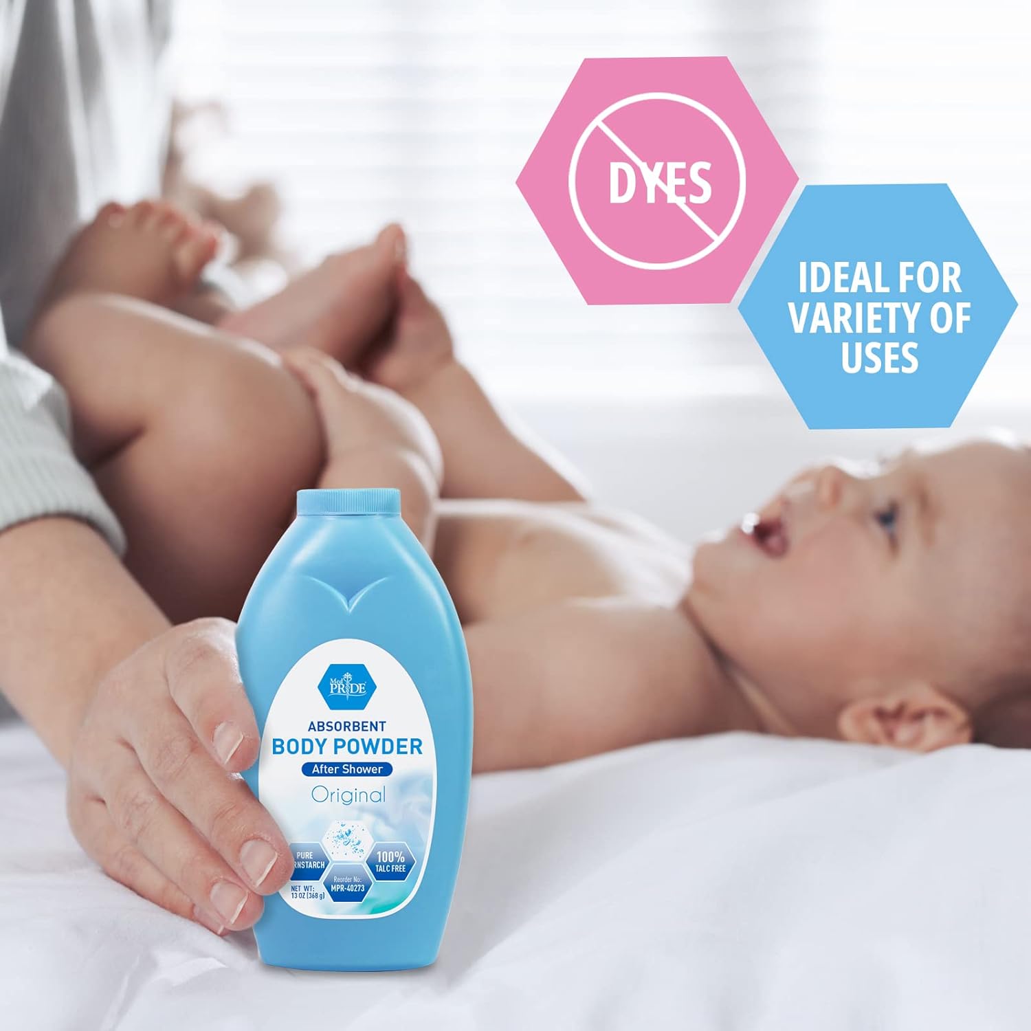 Med Pride Talc-Free Cornstarch Shower, Natural Sense Baby Powder Scented Dusting For Diaper Rash & Chafing, 13Oz : Baby