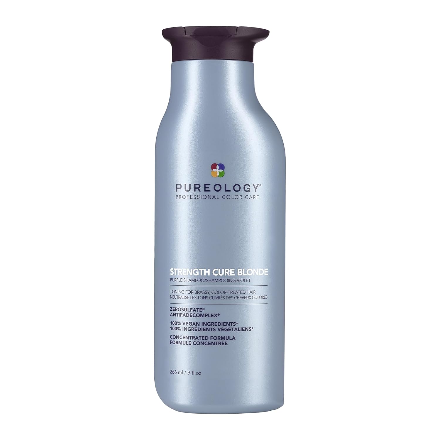 Pureology Strength Cure Blonde Purple Shampoo | For Blonde & Lightened Color-Treated | Tones & Fortifies Brassy Hair | Sulfate-Free | Vegan