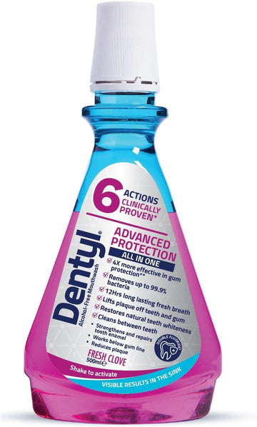 Dentyl Advanced Protection Mouthwash, High Fluoride, Repairs And Protects Tooth Enamel, Alcohol Free, Fresh Clove, 500Ml