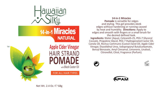 Hawaiian Silky Apple Cider Vinegar Hair Pomade with Black Castor Oil 2.4 oz - for Strong Natural Hold on All Hair Types - Good on Color Treated Hair - for Men, Women & Kids