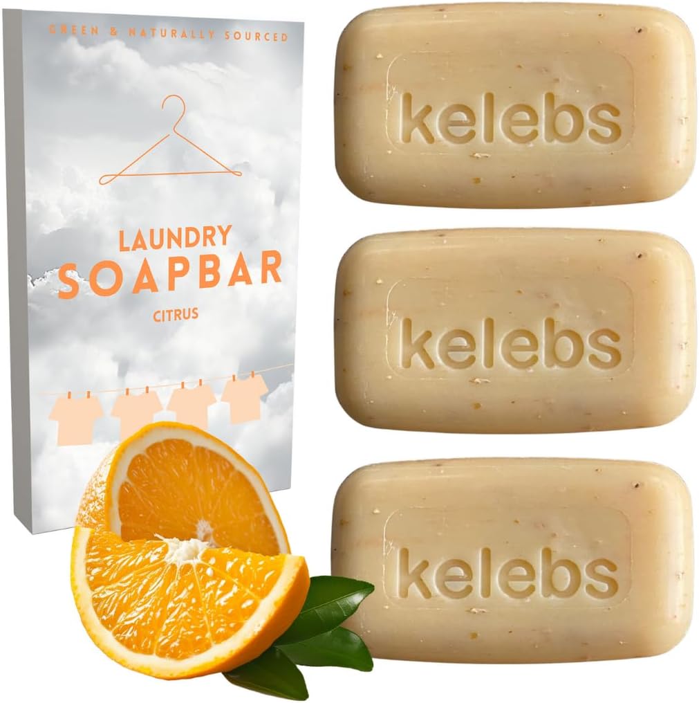 Hypoallergenic Citrus Organic laundry soap bar for sensitive skin - delicate stain remover clothes, underwear, collar - 3 PCS