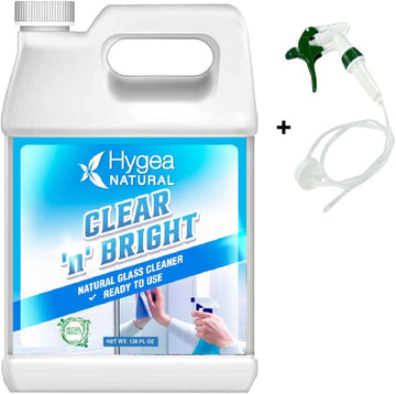 Clear 'N' Bright - Glass Cleaner Spray - Streak-Free & Ammonia-Free Window Cleaning - Eyeglass, Window & Mirrors Cleaning Supplies - Safe & Fast With Natural Ingredients (1 Gallon)