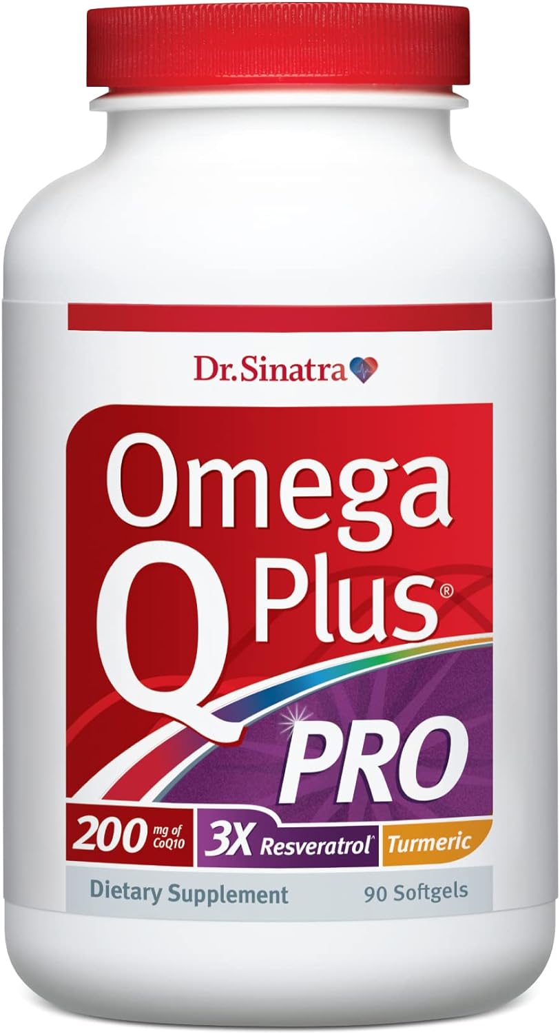 Dr. Sinatra Omega Q Plus PRO ? Professional Strength Heart and Healthy Aging Support with 200 mg of CoQ10 and 90 mg of Resveratrol for Optimal Cellular Energy Production (90 softgels)