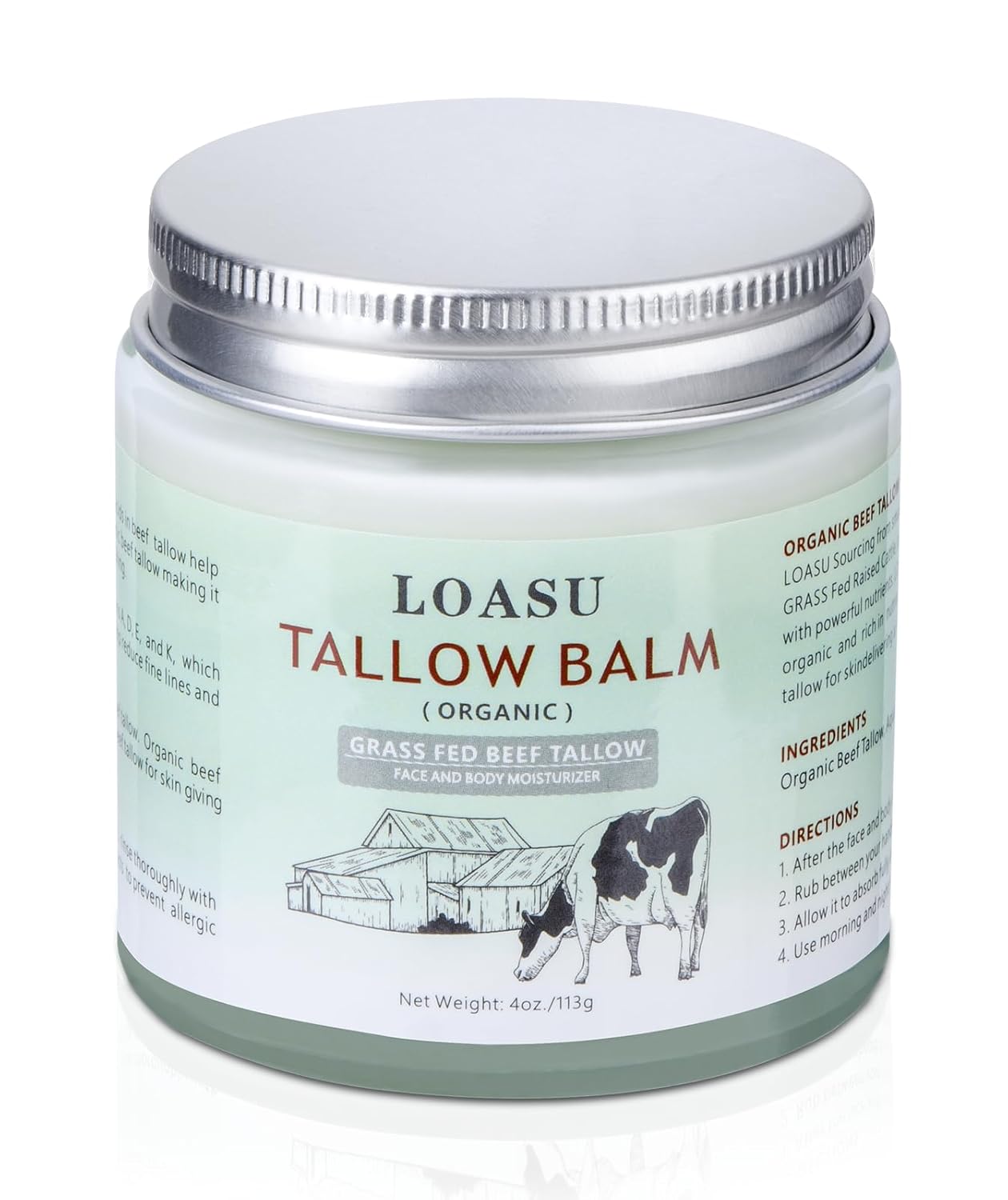 Beef Tallow For Skin, Grass Fed Beef Tallow For Face, Beef Tallow Moisturizer For Face And Body - Organic Beef Tallow To Nourish The Skin, 4 Fl. Oz