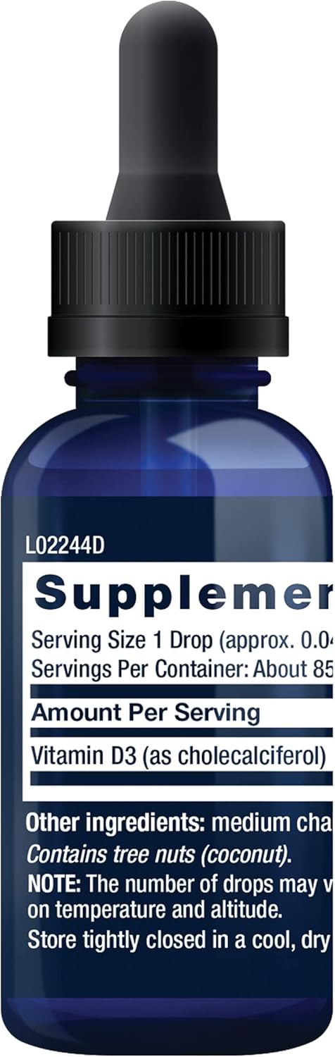 Life Extension Liquid Vitamin D3 50Mcg(2000Iu) - Vitamin D Supplement Unflavored Drops For Immune Support, Bone And Heart Health – Gluten-Free, Non-Gmo – Net 1 Fl. Oz. (29.57Ml) - 850 Servings