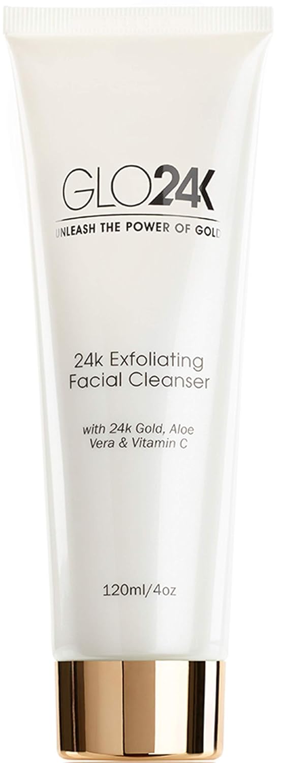 Glo24K Exfoliating Facial Cleanser With 24K Gold, Aloe Vera, And Vitamins. For A Radiant, Purified, Fresh Looking Skin