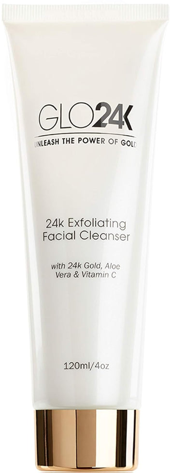 Glo24K Exfoliating Facial Cleanser With 24K Gold, Aloe Vera, And Vitamins. For A Radiant, Purified, Fresh Looking Skin