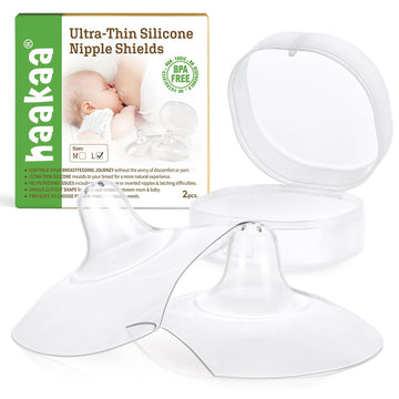 haakaa Nipple Shields for Nursing Nipple Shield for Breastfeeding with Storage Case Ultra-Thin Food-Grade Silicone (24mm, 2pcs)