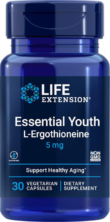 Life Extension Essential Youth L-Ergothioneine – Promotes Longevity & Healthy Aging – Gluten-Free – Non-Gmo – Vegetarian – 5 Mg – 30 Vegetarian Capsules