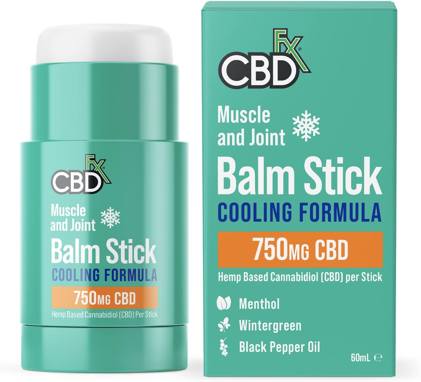Cbdfx 750Mg Cbd High Strength Muscle & Joint Balm Stick With Menthol, Wintergreen And Black Pepper Oil (60Ml Hemp Balm Roll)