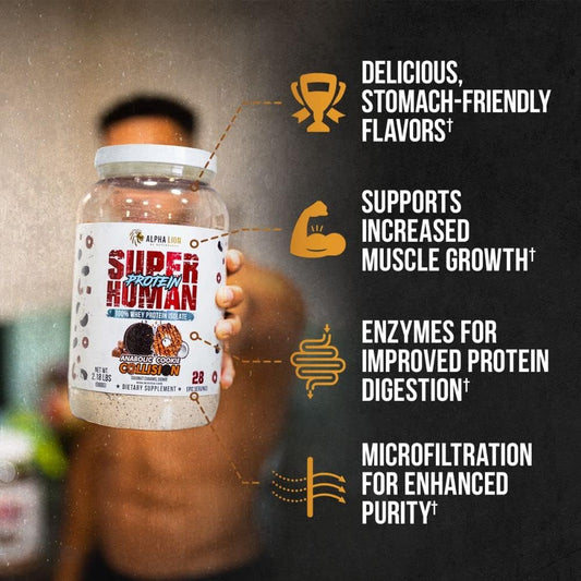 Alpha Lion Superhuman Whey Protein Powder, Great Tasting Pure Whey Protein Isolate, Low Carb, Low Sugar, No Bloat Post Workout, Muscle Recovery & Growth (28 Servings, Cookie Collision)