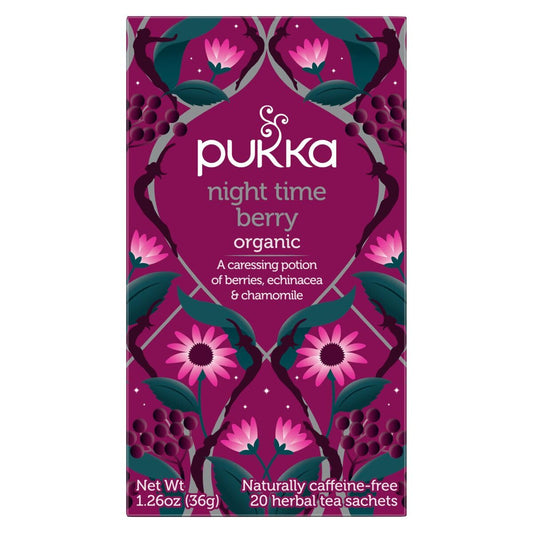 Pukka Herbs Night Time Berry Organic Herbal Tea, Soothing Infusion With Chamomile, Lavender & Elderberry, Tea Gift Set For Bedtime Relaxation, 80 Total Tea Bags (20Ct - Pack Of 4)