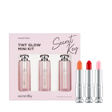 Secret Key Sweet Glam Tint Glow 3.5G 3 Color Mini Set - Long-Lasting Moisturizing Plumpy Natural Tinted Color Lip Balm For Dry Cracked Lips