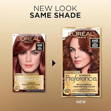 L'Oreal Paris Superior Preference Fade-Defying + Shine Permanent Hair Color, 6Ab Chic Auburn Brown, Pack Of 1, Hair Dye