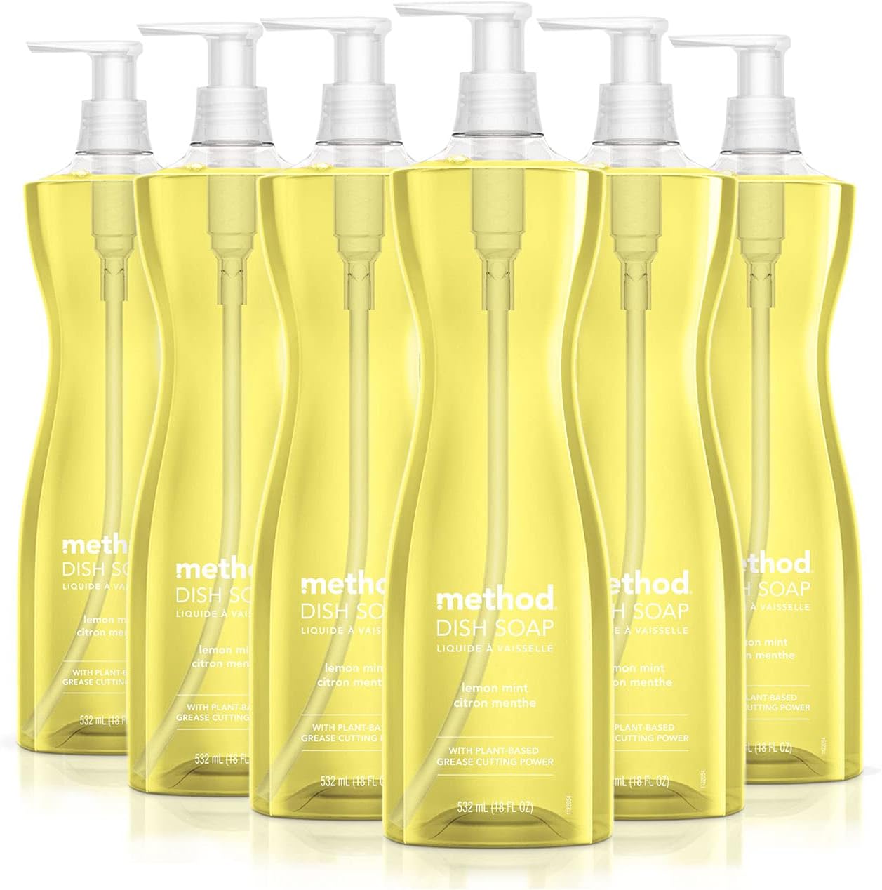 Method Gel Dish Soap Liquid, Lemon Mint, Biodegradable Formula, Tough On Grease, 18 Fl Oz (Pack Of 6