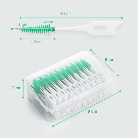 Mivaiun 200 Pcs Interdental Brushes Dental Floss Brush Adaptive Interdental Brush Dual-Use Dental Floss Sticks Portable Oral Tooth Clean Floss Tooth Gap Brush For Protecting Teeth(Green)