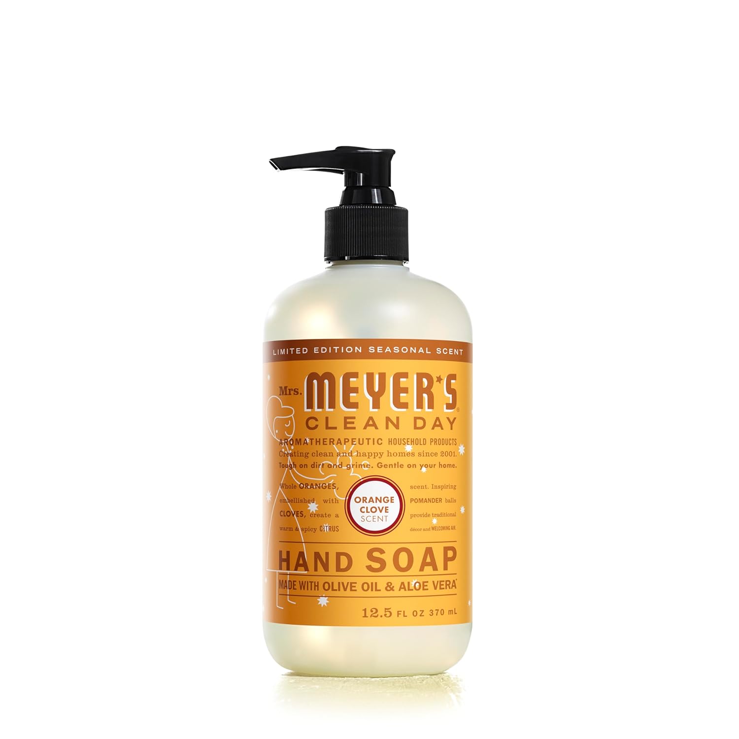 Mrs. Meyer'S Clean Day Liquid Hand Soap Hand Wash Formula Orange Clove Scent, 12.5 Oz Bottle (Pack Of 1)