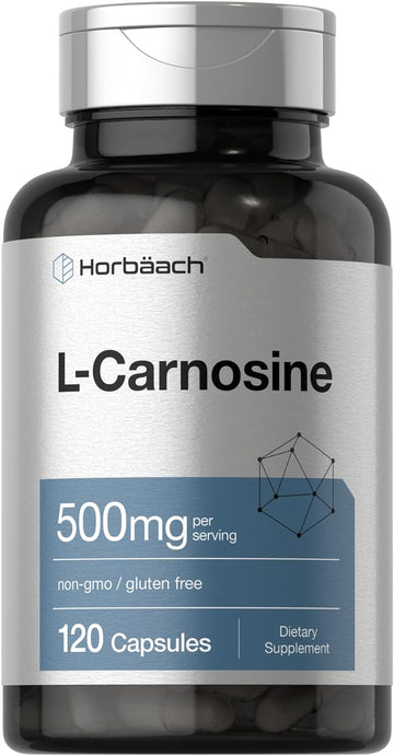 Horbäach L-Carnosine 500mg | 120 Capsule Supplement | Non-GMO & Gluten Free Powder Pills