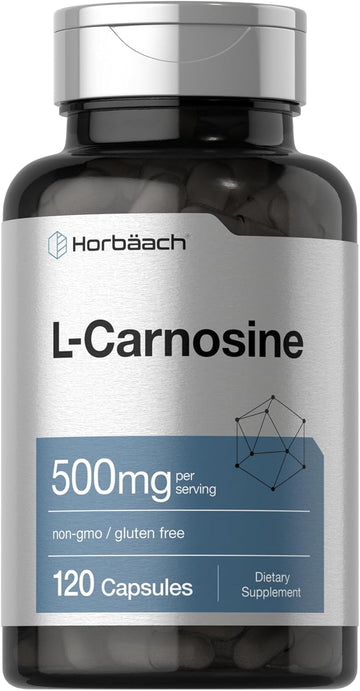 Horbäach L-Carnosine 500Mg | 120 Capsule Supplement | Non-Gmo & Gluten Free Powder Pills