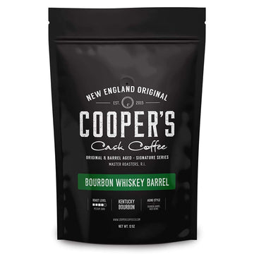 Bourbon Barrel Aged Coffee, Single-Origin Colombian Beans Aged In Kentucky Bourbon Whiskey Barrels, Medium Dark Roast Whole Bean, 12 Oz