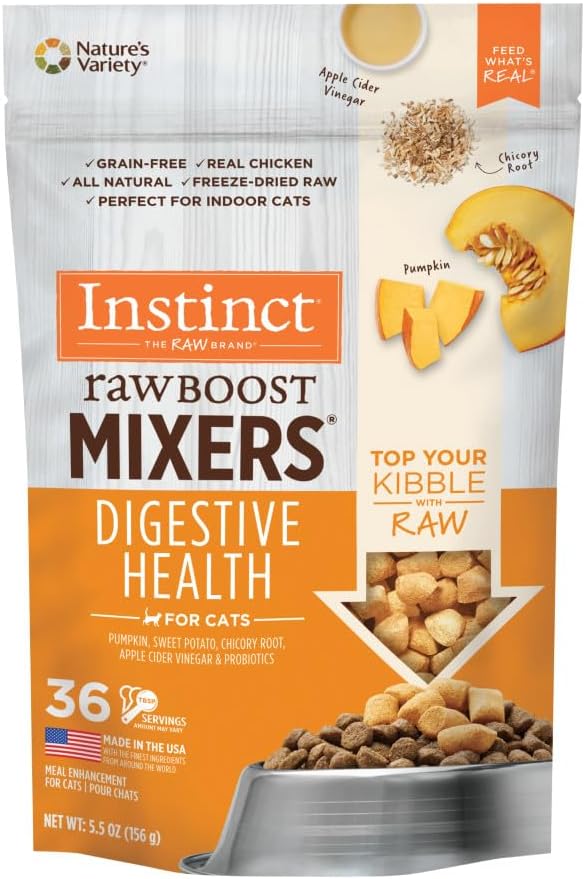 Instinct Freeze Dried Raw Boost Mixers Grain Free Digestive Health Recipe All Natural Cat Food Topper By Nature'S Variety, 5.5 Oz. Bag