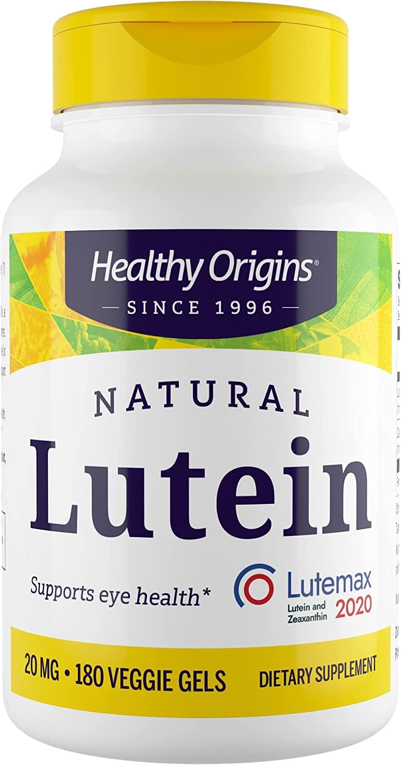 Healthy Origins Lutein (Lutemax 2020), 20 mg - for Healthy Vision & Eye Health - Supplement with Zeaxanthin - Vegan, Non-GMO & Gluten-Free Supplement - 180 Veggie Gels