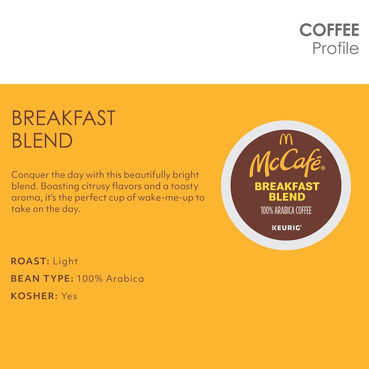 McCafe Breakfast Blend, Single Serve Coffee Keurig K-Cup Pods, Light Roast, 72 Count (6 Packs of 12) : Everything Else