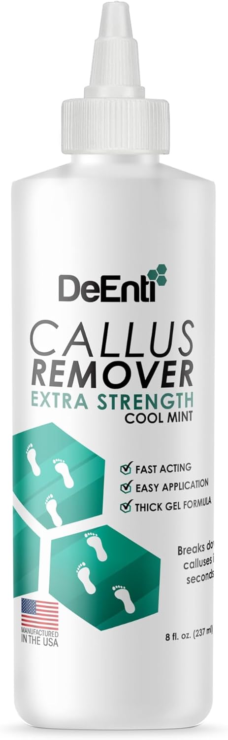 Deenti Callus Remover Gel, Extra Strength Foot Callus Remover, 8Oz Salon Grade Home Pedicure Supplies For Rough, Dry, Cracked Skin, Heavy Duty Callus Remover For Feet, Cool Mint