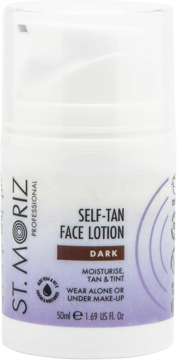 St Moriz Professional Dark Self Tan Face Lotion | With Aloe Vera & Vitamin E For Gradual Face Tan & Natural Glow | Vegan Fake Tan For Face | Wear Alone Or Under Makeup | No Wash Off Required | 50Ml