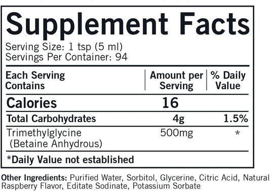 Kirkman - Tmg (Trimethylglycine) Liquid - 16 Fl Oz - Supports Serotonin Levels - Methylation Support - Natural Raspberry Flavor