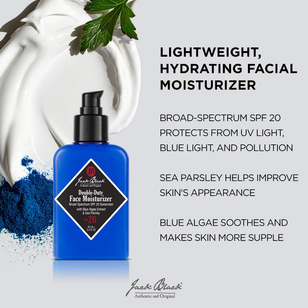 Jack Black Double-Duty Face Moisturizer, 3.3 Fl. Oz – Spf 20 Sun Protection, Long Lasting Hydrating Skincare, Lightweight Moisturizer, Men’S Facial Moisturizer : Beauty & Personal Care