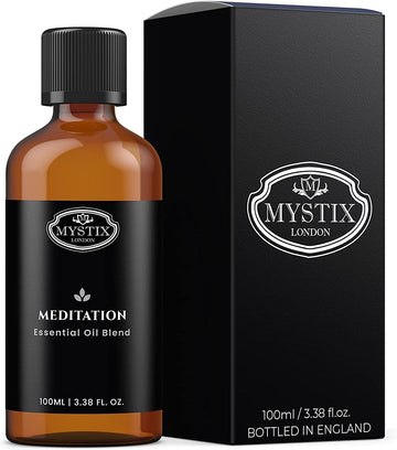 Mystix London | Meditation Pure & Natural Essential Oil Blend 100ml - for Diffusers, Aromatherapy & Massage Blends | Perfect as a Gift | Vegan, GMO Free