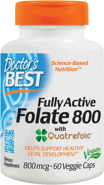 Doctor'S Best Fully Active Folate With Quatrefolic, Non-Gmo, Vegan, Gluten Free, 800 Mcg, 60 Veggie Caps