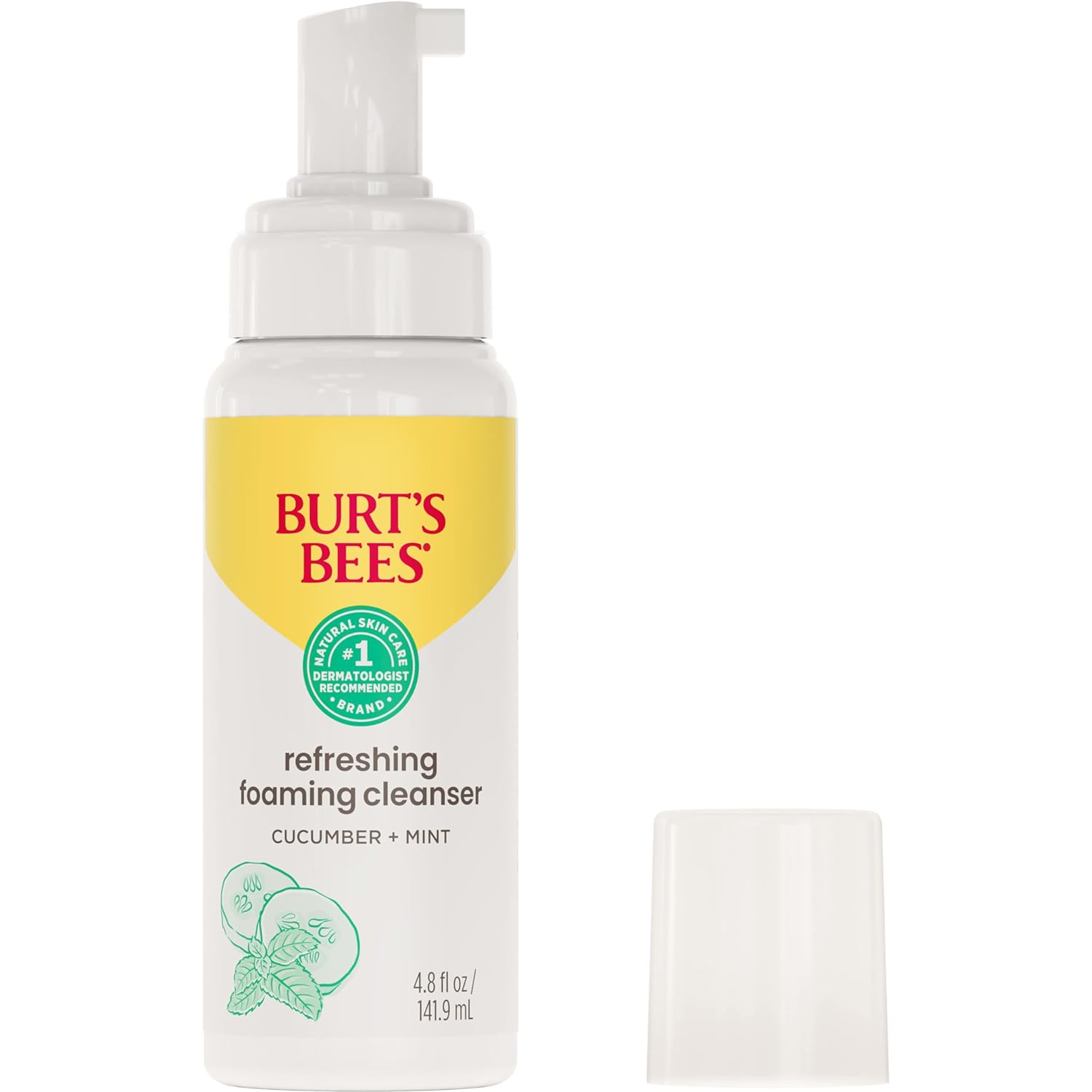 Burt's Bees Refreshing Foaming Face Cleanser and Natural Face Wash with Cucumber and Mint, 4.8 Fluid