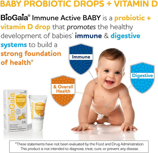 BioGaia Protectis Immune Active Baby | Probiotic + Vitamin D | Promotes The Development of Healthy Immune & Digestive Systems in Babies & Infants | 50 Day Supply