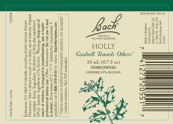 Bach Original Flower Remedies 4-Pack, "Stand Your Ground" Essence Grouping, Build Your Complete Bach System - Holly, Centaury, Agrimony, Walnut, Homeopathic Flower Essences, Vegan, 20mL Dropper x4 : Health & Household