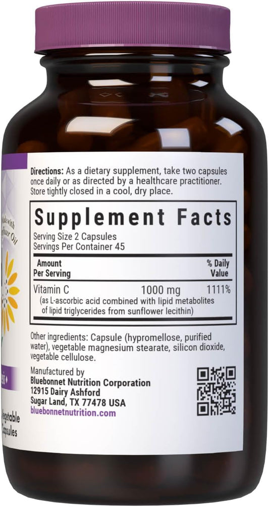 Bluebonnet Nutrition Liposomal Vitamin C, Immune Health*, Joint Health*, Collagen Synthesis*, Vegan, Kosher, Non-Gmo, Gluten-Free, Soy-Free Milk-Free, 90 Vegetable Capsules, 45 Servings