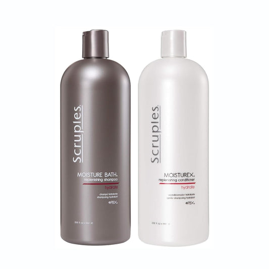 Scruples Moisture Bath Shampoo & Moisturex Conditioner Set - Nourishing & Moisturizing Duo Hair Care Products for Dry, Damaged, and Frizzy Hair Repair - Damaged Hair Repair Kit (33.8 oz) : Beauty & Personal Care