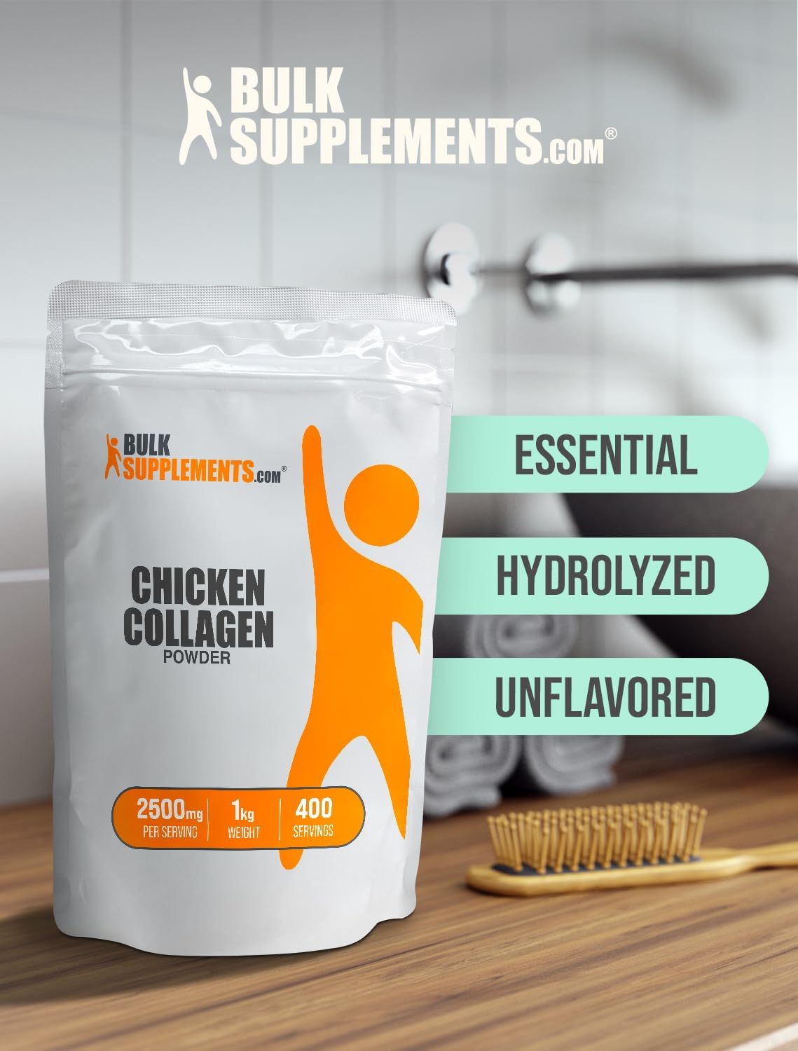 BulkSupplements.com Chicken Collagen Powder - Hydrolyzed Collagen Powder, Collagen Supplement, Collagen Peptides Powder - Gluten Free, 2500mg per Serving, 1kg (2.2 lbs) (Pack of 1) : Health & Household